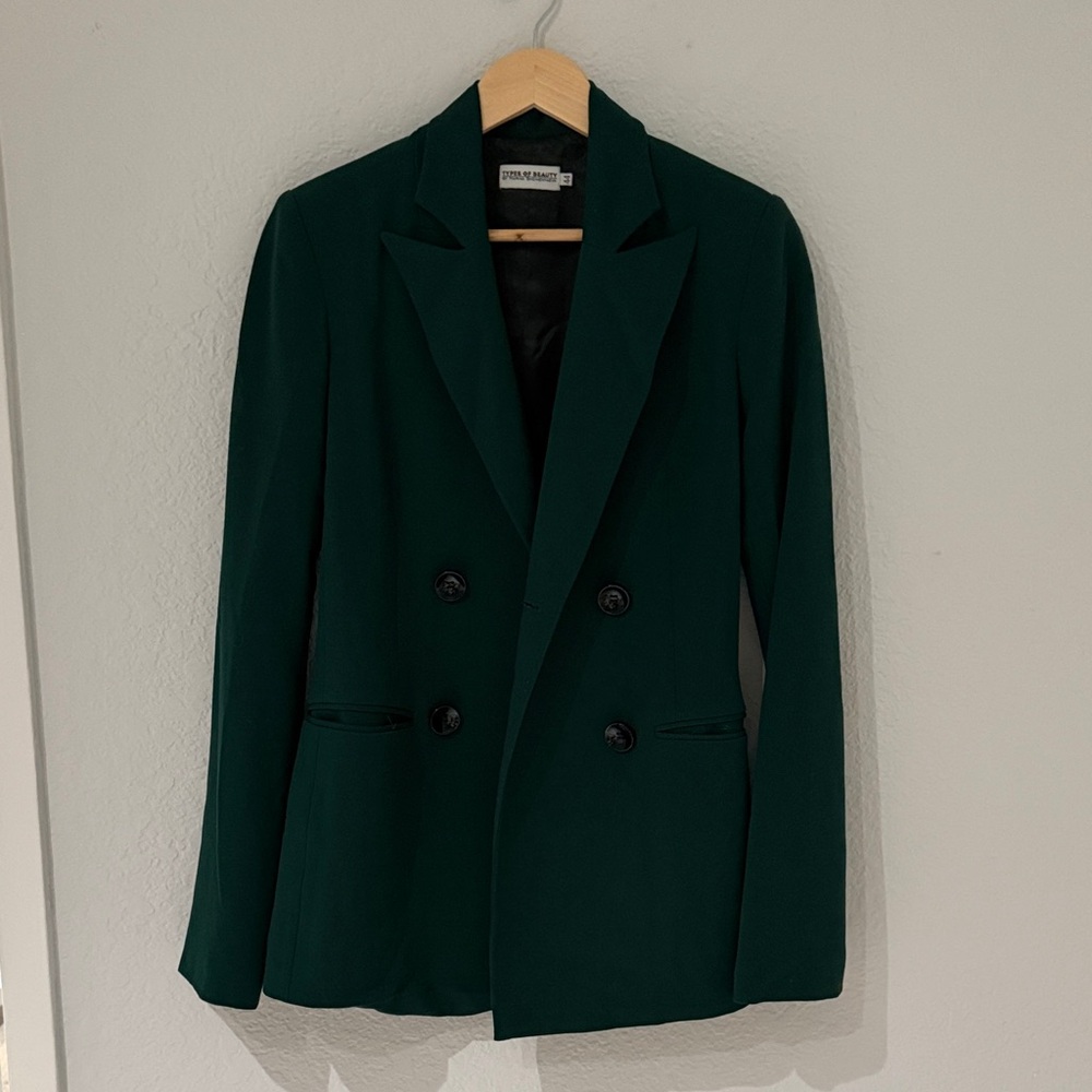 Elegant Teal Double-Breasted Blazer